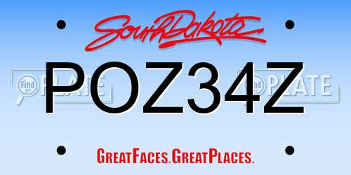 POZ34Z South Dakota License Plate