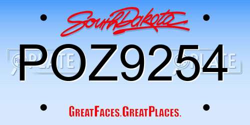 POZ9254 South Dakota License Plate