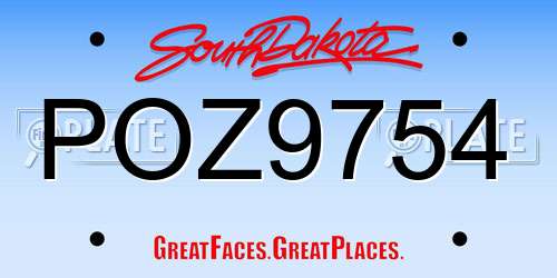 POZ9754 South Dakota License Plate