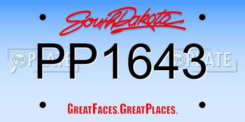 PP1643 South Dakota License Plate
