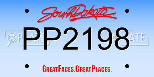 PP2198 South Dakota License Plate