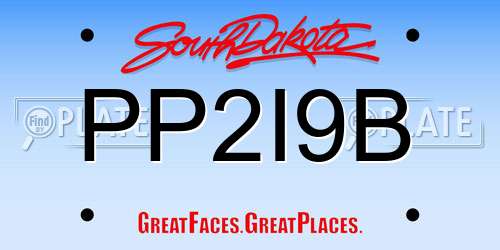 PP2I9B South Dakota License Plate