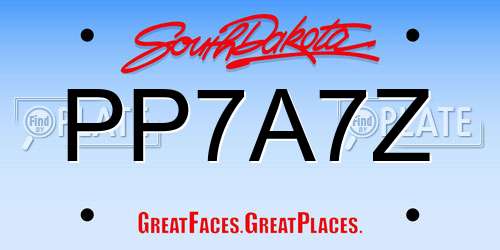 PP7A7Z South Dakota License Plate