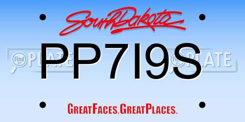 PP7I9S South Dakota License Plate