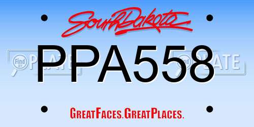 PPA558 South Dakota License Plate
