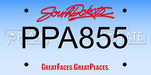 PPA855 South Dakota License Plate