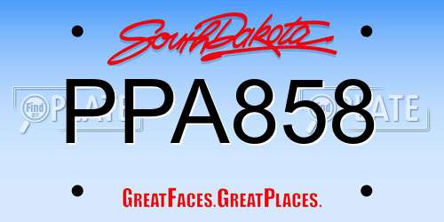 PPA858 South Dakota License Plate