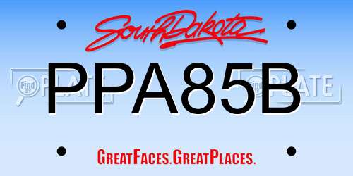 PPA85B South Dakota License Plate
