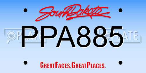 PPA885 South Dakota License Plate