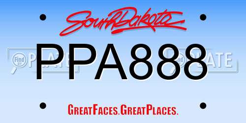 PPA888 South Dakota License Plate