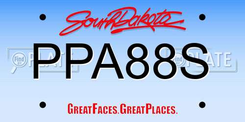 PPA88S South Dakota License Plate