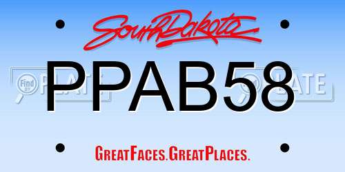 PPAB58 South Dakota License Plate