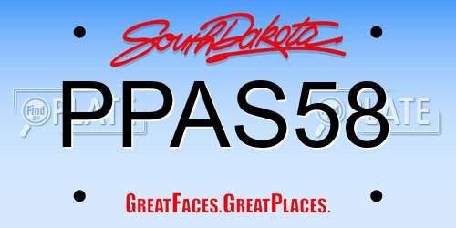 PPAS58 South Dakota License Plate