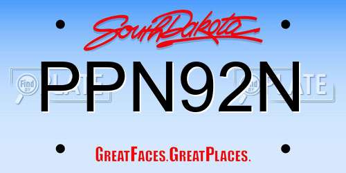 PPN92N South Dakota License Plate