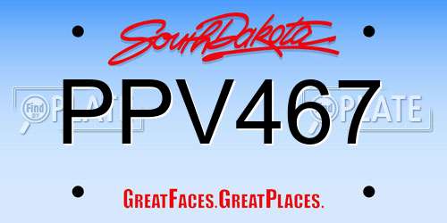 PPV467 South Dakota License Plate