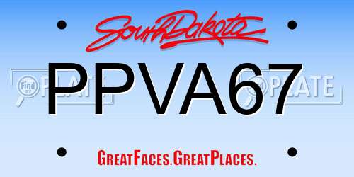 PPVA67 South Dakota License Plate