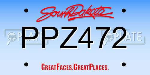 PPZ472 South Dakota License Plate