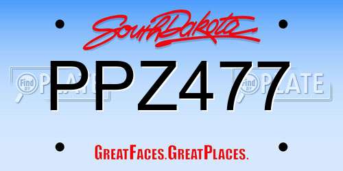 PPZ477 South Dakota License Plate