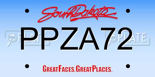 PPZA72 South Dakota License Plate