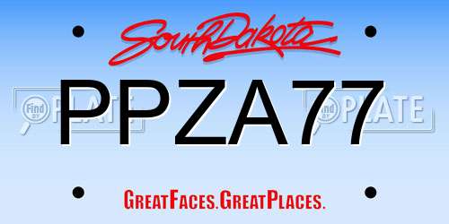 PPZA77 South Dakota License Plate