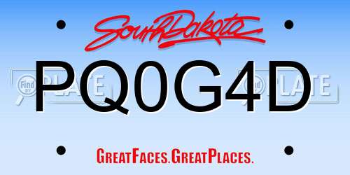 PQ0G4D South Dakota License Plate