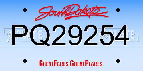 PQ29254 South Dakota License Plate