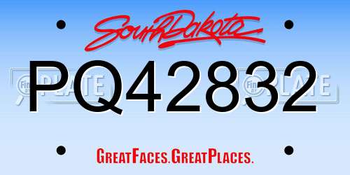 PQ42832 South Dakota License Plate