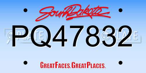 PQ47832 South Dakota License Plate