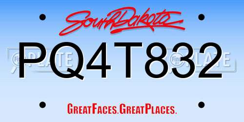 PQ4T832 South Dakota License Plate
