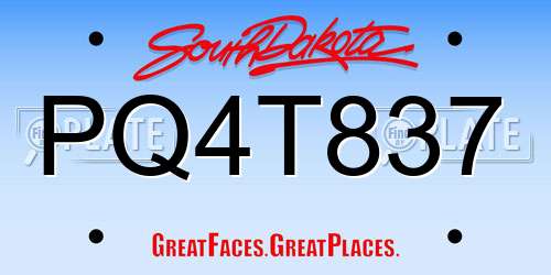 PQ4T837 South Dakota License Plate
