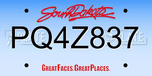PQ4Z837 South Dakota License Plate