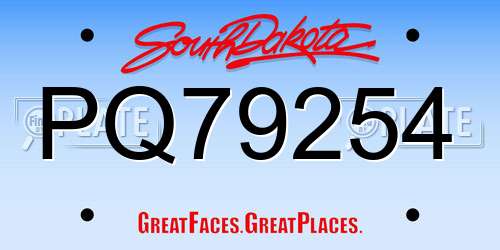PQ79254 South Dakota License Plate