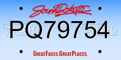 PQ79754 South Dakota License Plate