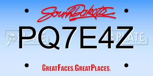 PQ7E4Z South Dakota License Plate