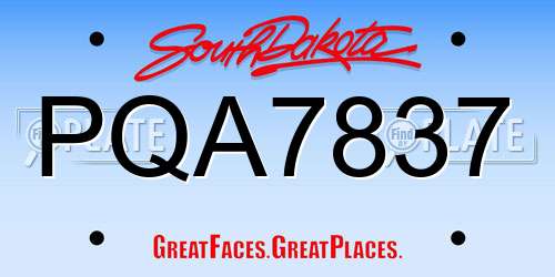 PQA7837 South Dakota License Plate