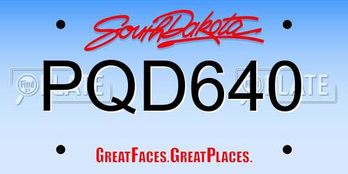 PQD640 South Dakota License Plate
