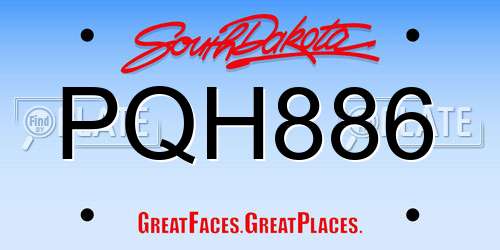 PQH886 South Dakota License Plate