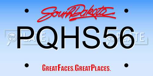 PQHS56 South Dakota License Plate