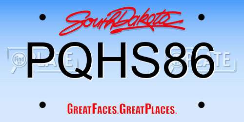 PQHS86 South Dakota License Plate
