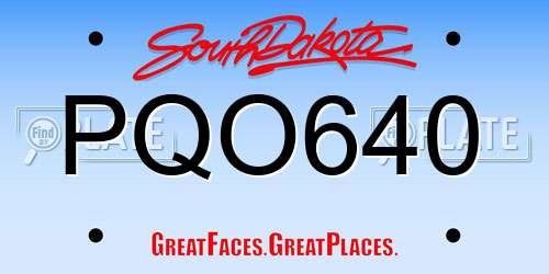 PQO640 South Dakota License Plate