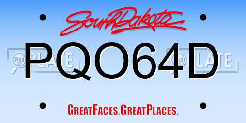 PQO64D South Dakota License Plate