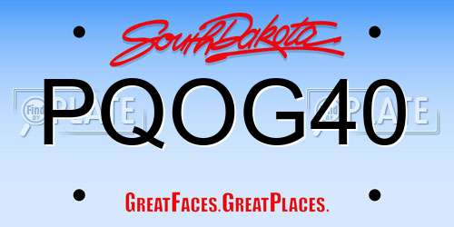 PQOG40 South Dakota License Plate