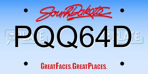 PQQ64D South Dakota License Plate