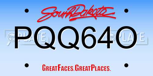 PQQ64O South Dakota License Plate