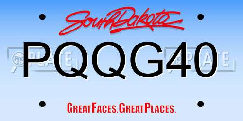 PQQG40 South Dakota License Plate