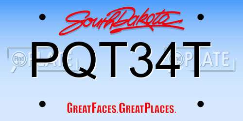 PQT34T South Dakota License Plate