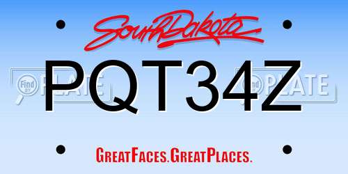PQT34Z South Dakota License Plate