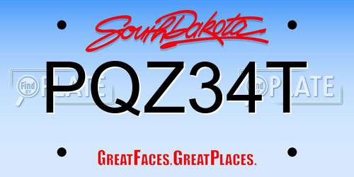 PQZ34T South Dakota License Plate