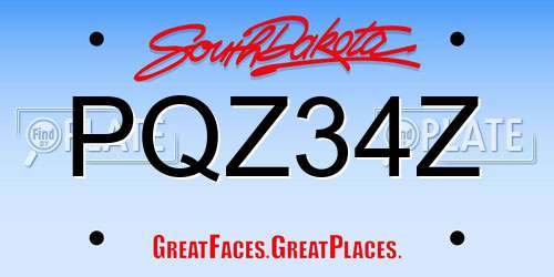 PQZ34Z South Dakota License Plate