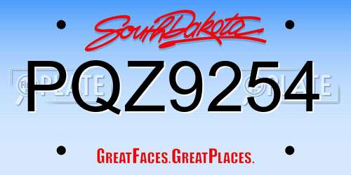 PQZ9254 South Dakota License Plate